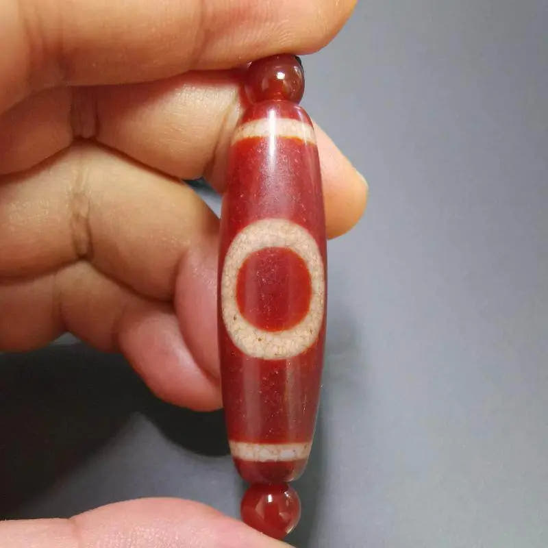 Fire Agate Swastika Symbol 卐 Dzi Beads - Tibetan dzi bead, view 8