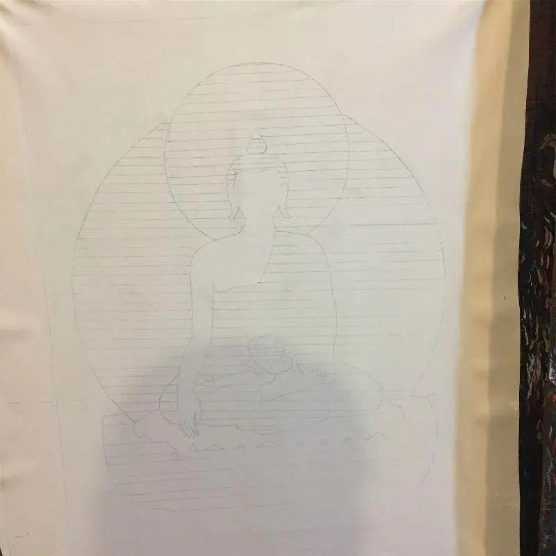 Shakyamuni - Handpainted in Mantra - Tibetan Buddhist art, view 8