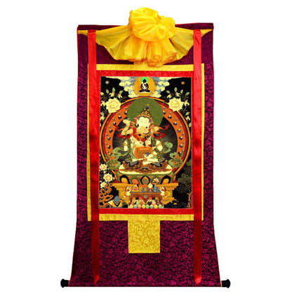 Vajrasattva in Yab Yum,Woodblock Thangka Art - Tibetan thangka painting, view 8