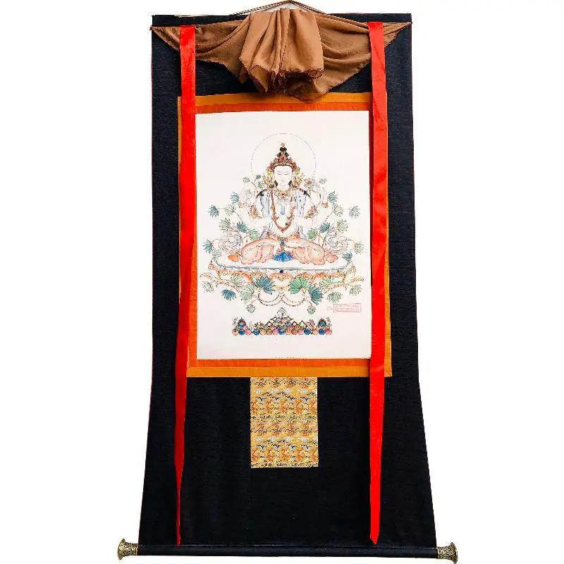 Chenrezig Woodblock Thangka Art - Tibetan thangka painting, view 6