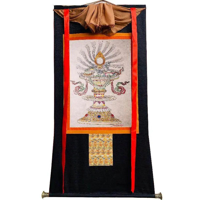 Treasure Vase Woodblock Thangka Art - Tibetan thangka painting, view 6