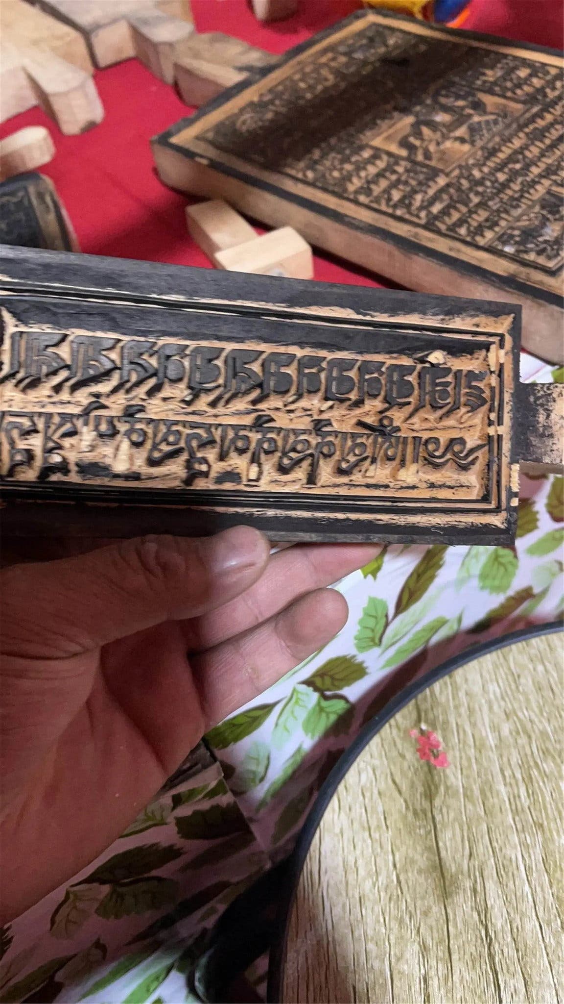 Gandhanra Handcarved Woodblock Mantra Printing Plate, Tibetan Buddhist Printing  - Tibetan woodblock thangka print, view 6