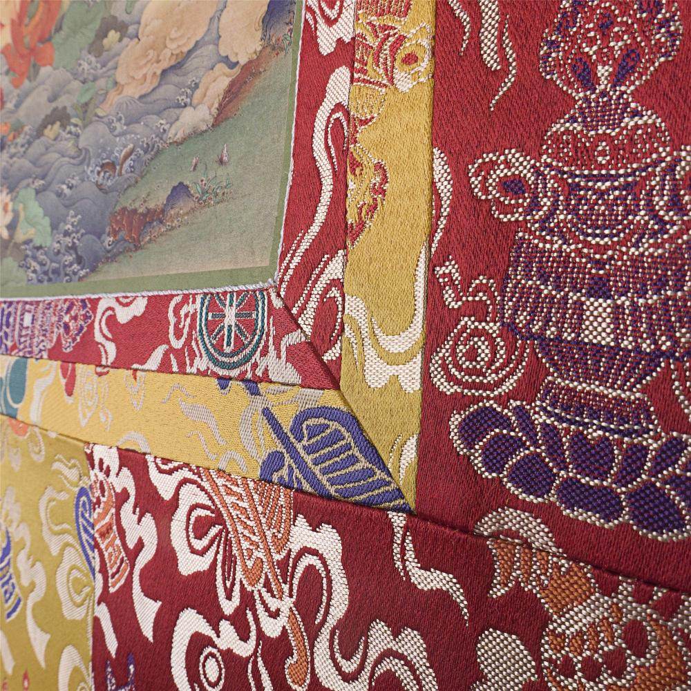 Yellow Jambhala ,Woodblock Thangka Art - Tibetan thangka painting, size reference