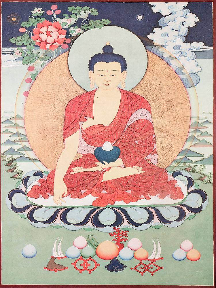 釈迦牟尼木版タンカ | デルゲ経版印刷寺院 直送 300年伝統手摺り 古代