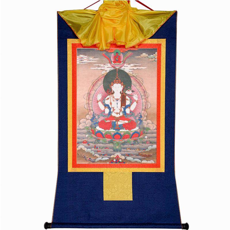 Chenrezig,Woodblock Thangka Art - Tibetan thangka painting, view 6