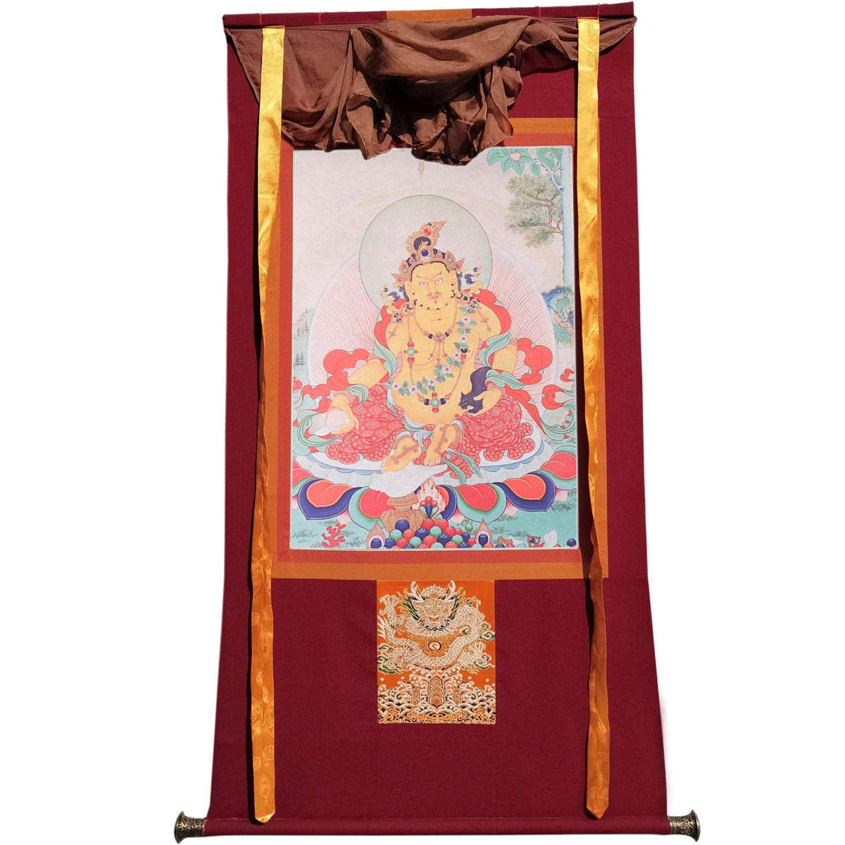 Yellow Jambhala ,Woodblock Thangka Art - Tibetan thangka painting, view 6