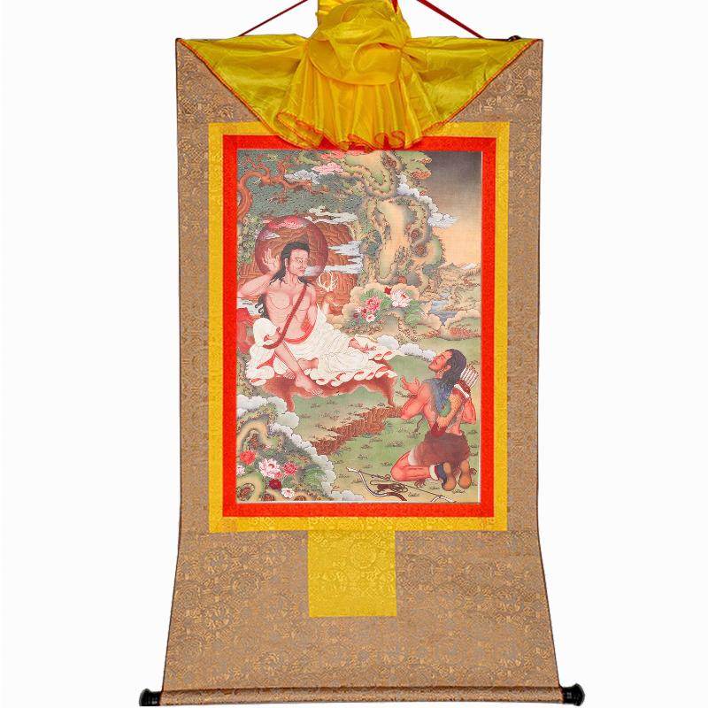 Jetsun Milarepa,Woodblock Thangka Art - Tibetan thangka painting, view 4