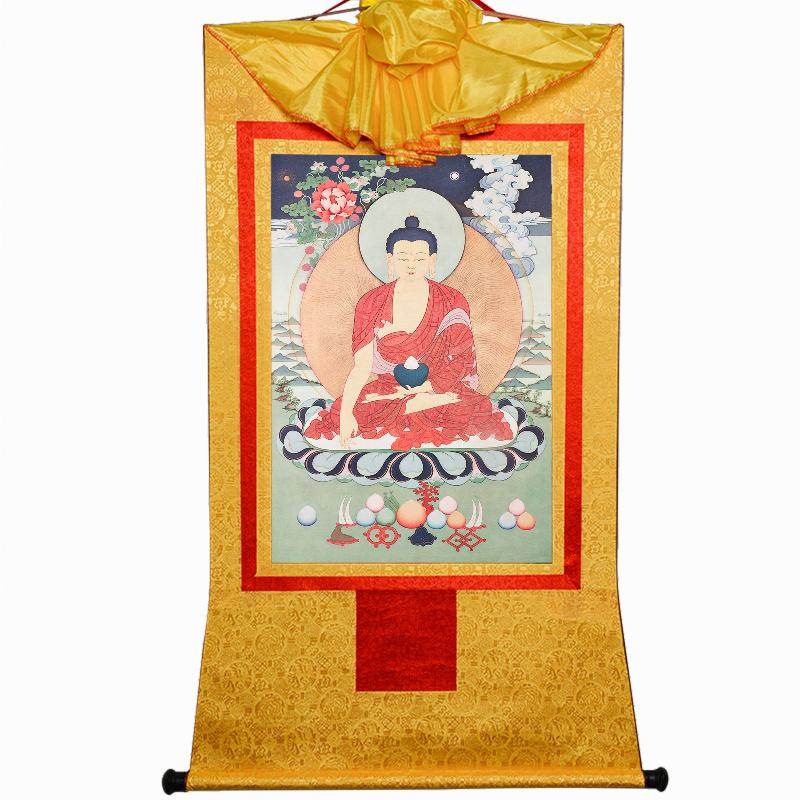 Shakyamuni,Woodblock Thangka Art - Tibetan thangka painting, size reference