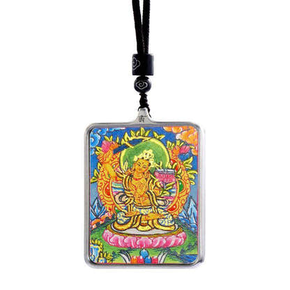 Handpainted Locket Thangka Amulet,Manjusri,Wisdom Buddha - Tibetan thangka painting, view 5