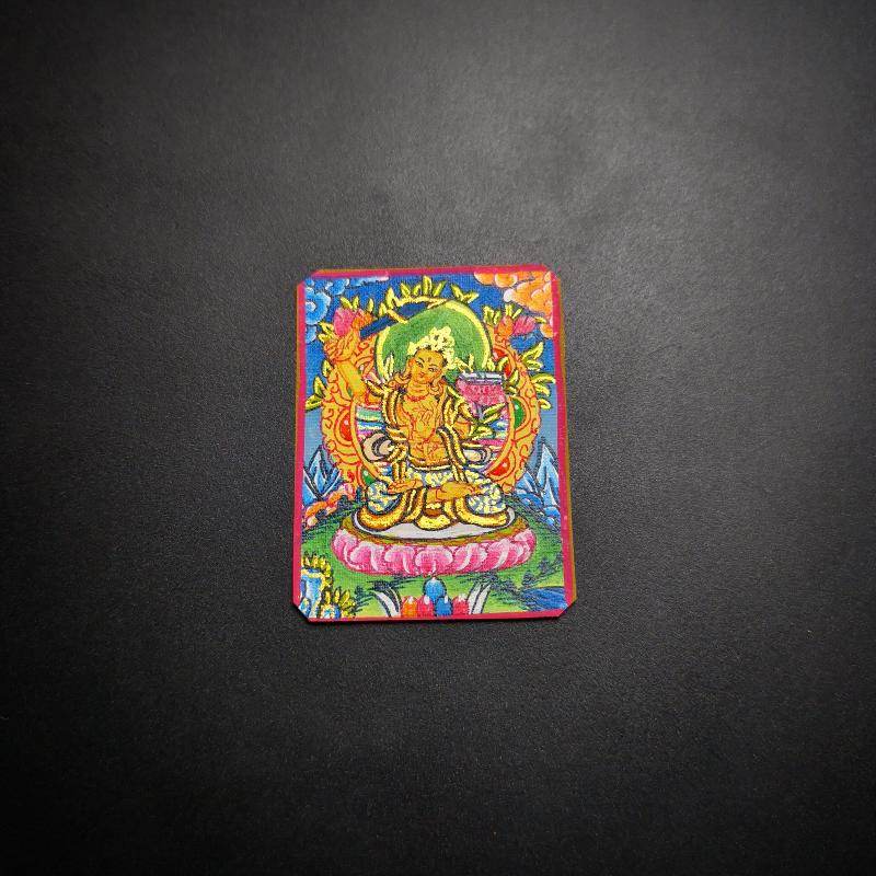 Handpainted Locket Thangka Amulet,Manjusri,Wisdom Buddha - Tibetan thangka painting, view 6