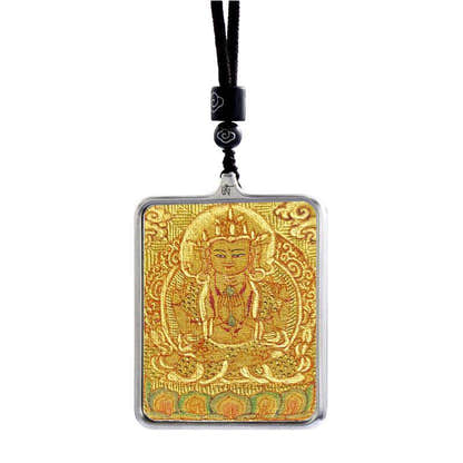 Handpainted Locket Thangka Amulet,Chenrezig,Avalokitesvara,Padmapani - Tibetan thangka painting, view 5