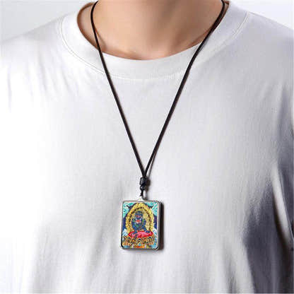 Handpainted Locket Thangka Mahakala - Tibetan thangka painting, view 4