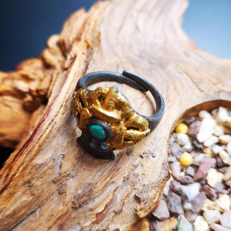 Gandhanra Unique Handcrafted Ring, Tibetan Buddhist Vajra Bell Ring,Made of Pure - Tibetan Buddhist vajra, detailed view