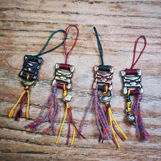 Scripture Book Buckle Amulet Pendant - Tibetan Buddhist amulet, front view
